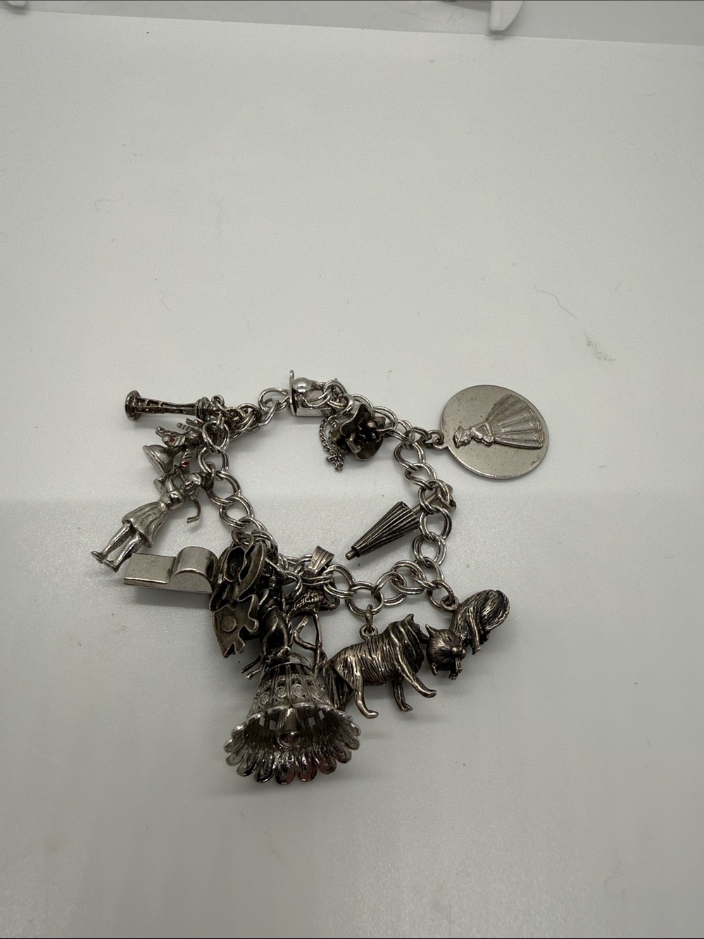 Vintage Sterling Silver Charm Bracelet with Figurine Charms